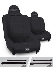 PRP Premier High Back Suspension Seats Kit Jeep Wrangler CJ7/YJ (Pair) - Black