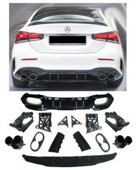 Διαχύτης (Diffuser) Σπόϊλερ προφυλακτήρα πίσω MERCEDES A-Class V177 SEDAN (2018-2023) look AMG A45 ΜΕ ΑΠΟΛΗΞΕΙΣ