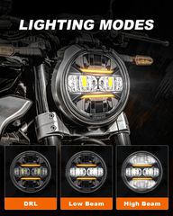 Universal 5.75 Inch Led 12V Headlight Motorcycle DRL 1 5 3/4  Headlamp