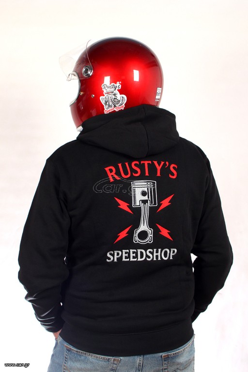Rusty's speedshop X molecule zip hoodie piston