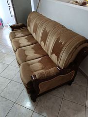 Καναπές 4θέσιος αντικα καρυδιάς, μασίφ ξύλο, κλασικός