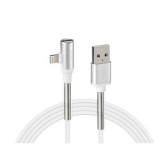 Lampa ΚΑΛΩΔΙΟ USB ΦΟΡΤΙΣΗΣ ΚΑΙ ΑΝΤΑΠΤΟΡΑΣ ΑΚΟΥΣΤΙΚΩΝ APPLE (8 PIN) 90 ΜΟΙΡΩΝ IRON SILVER LINE (200 cm)
