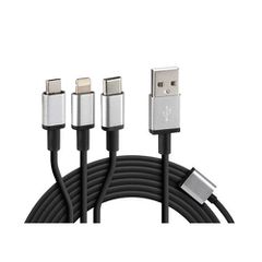 Lampa ΚΑΛΩΔΙΟ USB ΦΟΡΤΙΣΗΣ CERBERO 100 cm (3 ΑΝΤΑΠΤΟΡΕΣ TYPE C/APPLE/MICRO USB - 8 PIN) SILVER LINE