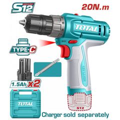 TDLI12206E Δραπανοκατσάβιδο Μπαταρίας 20Nm 12V (2x1.5Ah) - ΜΕ ΜΠΑΤΑΡΙΑ & ΦΟΡΤΙΣΤΗ - TOTAL (#TDLI12206E)