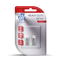 M-Tech T10 W5W 24V W1,2x9,5d LED 1xHP ΛΕΥΚΟ ΔΙΑΘΛΑΣΗ (ΚΑΡΦΩΤΟ ΑΚΑΛΥΚΟ) BLISTER 2ΤΕΜ. M-TECH