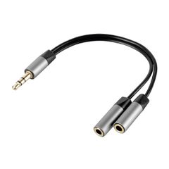 Lampa ΚΑΛΩΔΙΟ ΗΧΟΥ JACK 3,5mm 10cm ΑΠΟ ΜΟΝΟ ΑΡΣΕΝΙΚΟ ΣΕ ΔΙΠΛΟ ΘΗΛΥΚΟ AUX SPLITTER SILVER LINE