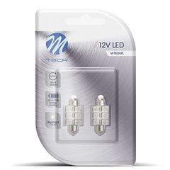 M-Tech ΛΑΜΠΑΚΙΑ ΠΛΑΦΟΝΙΕΡΑΣ C5W/C10W 12V 1,44W SV8,5 36mm PREMIUM LED 6xSMD5050 ΜΠΛΕ BLISTER 2ΤΕΜ. M-TECH