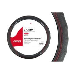 Amio Amio - Κάλυμμα Τιμονιού 37-39cm SWC-21-M Μαύρο με Κόκκινη Ραφή - Σταθερό Κράτημα & Άνεση Οδήγησης - 1 Τεμ (01698/AM)
