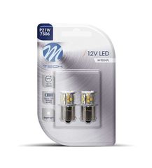 M-Tech P21W 12V BA15s 1,6W 21xSMD2835 LED ΛΕΥΚΟ BLISTER 2ΤΕΜ. M-TECH