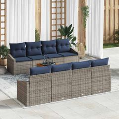 Σετ Καναπέ Κήπου 9 pcs Γκρι και Navy Blue συνθετικό ρατάν 3356477