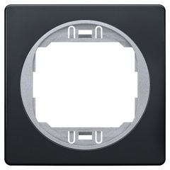 EON E6801.ES One-gang frame 80x80, black with silver holder