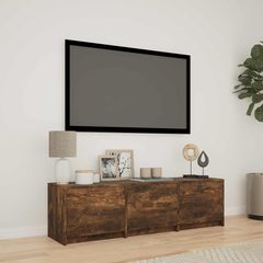 Τηλεοπτική βιβλιοθήκη με LED 140 x 34 x 40 εκ Καπνιστή Δρυς 3418703