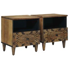Κρεβατοκάμαρα 2 pcs Καφέ 40 x 33 x 46 εκ. Στερεό ξύλο μάνγκο 4018339