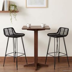 Μπαρ σκαμπό 2 pcs Μαύρο 44 x 46 x 91 εκ. Ράτταν και Χάλυβας 42033205