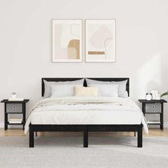 Κομοδίνο 2 τεμ. Μαύρη Οξυά 41 x 40 x 45 εκ Επεξεργασμένο Ξύλο 8000439