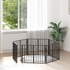 Πόρτα Σκύλου 6 τμχ. Μαύρο 80 x 60 cm Γαλβανισμένος Χάλυβας 892011
