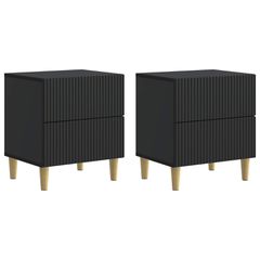 Κομοδίνο 2 pcs Μαύρο 43 x 34,5 x 48 εκ Επεξεργασμένο Ξύλο 894528