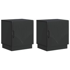 Κομοδίνο 2 pcs Μαύρο 43 x 34,5 x 47 εκ. Επεξεργασμένο Ξύλο 895258