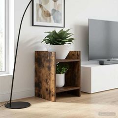 Βάση φυτών με ράφι 2 pcs Καπνιστή Δρυς 30 x 30 x 40 cm 899619