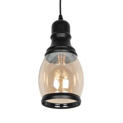 Vintage Κρεμαστό Φωτιστικό Οροφής με Ντουί 1 x E27 AC 220-240V IP20 - Μελί & Μαύρο - Μ14 x Π14 x Υ30cm