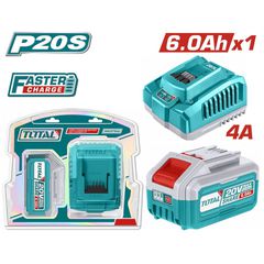 TFBCPK1416E Σετ Μπαταρίας και Ταχυφορτιστής 20V (1x6.0Ah) - 18V - TOTAL (#TFBCPK1416E)
