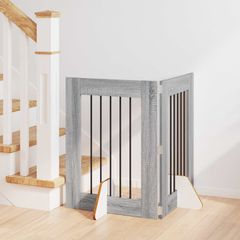 vidaXL Στερεωμένη γυαλιστερή πύλη για σκύλους 2 pcs Γκρι Sonoma