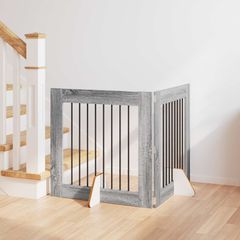 vidaXL Στερεωμένη γυαλιστερή πύλη για σκύλους 2 pcs Γκρι Sonoma