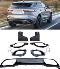 ΠΙΣΩ ΣΠΟΙΛΕΡ REAR DIFFUSER & SILVER TIPS GLOSS BLACK FOR JAGUAR F-PACE X761 2021+