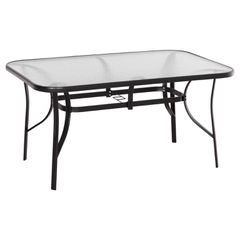 ΤΡΑΠΕΖΙ BRUNO 150X90Χ72Υεκ. ΜΕΤΑΛΛΙΚΟ ΜΑΥΡΟ ΜΕ ΓΥΑΛΙΝΗ ΕΠΙΦΑΝΕΙΑ HM5145.03