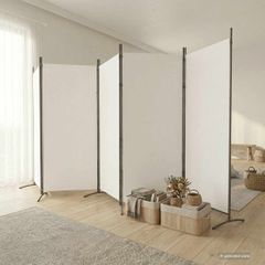 vidaXL Διαχωριστικό Δωματίου με 5 Πάνελ Λευκό 433x180 εκ. από Ύφασμα