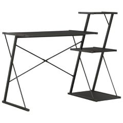 vidaXL Γραφείο με Ράφια Μαύρο 116 x 50 x 93 εκ.
