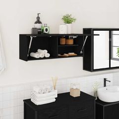 vidaXL ντουλάπι τοίχου μπάνιου μαύρο 80x25x30 cm κατασκευασμένο ξύλο