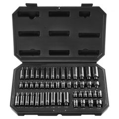 VEVOR 1/4" Drive Impact Socket Set, 48 Piece Deep & Shallow Socket Set SAE 3/16"-9/16" and Metric 4-15mm, 6 Point Cr-Mo Alloy Steel for Auto Repair, Εύκολα στην ανάγνωση ενδείξεις μεγέθους, θήκη αποθή