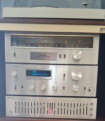 pioneer sa 508 και tx 608 μπλε σειρά μαζί με πικαπ Yamaha ηχεια Akai και eq rising.