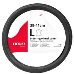 Amio Amio - ΚΑΛΥΜΜΑ ΤΙΜΟΝΙΟΥ ΑΠΟ ΤΕΧΝΟΔΕΡΜΑ (L) 39-41cm SWC-51-L ΣΕ ΜΑΥΡΟ ΧΡΩΜΑ ΜΕ ΜΑΥΡΕΣ ΡΑΦΕΣ - 1 ΤΕΜ. (03562/AM)