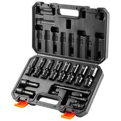 VEVOR 360 Degree Swivel Impact Socket Set, 3/8" Socket Set 14PCS Deep Universal Metric 10-19mm, 6 Point Cr-Mo Alloy Steel for Auto Repair, Ευανάγνωστα σημάδια μεγέθους, στιβαρή κατασκευή, θήκη αποθήκε
