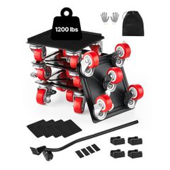 VEVOR Furniture Dolly, Μέγιστο Φορτίο 1200 lbs, Μετακινήσεις επίπλων βαρέως τύπου με 5 τροχούς περιστροφής 360°, πάνελ από ανθρακούχο χάλυβα, Σετ εργαλείων ανύψωσης επίπλων για συσκευές, Καναπές, Ψυγε