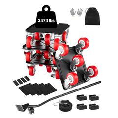 VEVOR Furniture Dolly, Μέγιστο Φορτίο 3474 lbs, Μετακινήσεις επίπλων βαρέως τύπου με 5 τροχούς περιστροφής 360°, πάνελ από ανθρακούχο χάλυβα, Σετ εργαλείων ανύψωσης επίπλων για ηλεκτρικές συσκευές, κα