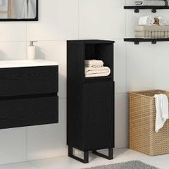vidaXL Ντουλάπι Μπάνιου Μαύρη Οξυά 30 x 30 x 100 εκ Επεξεργασμένο ξύλο