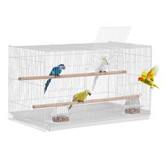 VEVOR Bird Cage, 18 in, Small Parakeet Cage, Styrdy Metal Bird Cage Flight, Travel Birdcage with 2 Perches & 2 Feeding Cup, Parrot Cage for Canaries Lovebirds Cockatiels Budgie Pet Toy, White