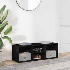 vidaXL Πάγκος Αποθήκευσης Παπουτσιών Μαύρος 105x35x35 εκ. Επεξ. Ξύλο