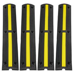 VEVOR Cable Protector Ramp 100x15x3,1 cm, 4 Pack of 1 Channel, 8164,7 kg/άξονα Χωρητικότητα Heavy Duty Rubber Speed ​​Bumps, Καλώδιο προστασίας καλωδίων δαπέδου, για κατοικίες, ιδιωτικά γκαράζ, κήπους