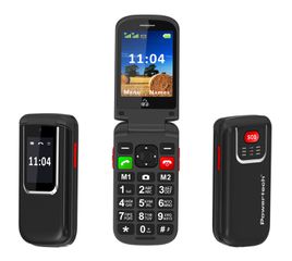 POWERTECH κινητό τηλέφωνο Sentry 4G Flip, 2.8/1.77", dual SIM, πλήκτρο SOS, μαύρο-thumb-1