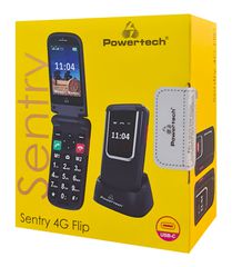POWERTECH κινητό τηλέφωνο Sentry 4G Flip, 2.8/1.77", dual SIM, πλήκτρο SOS, μαύρο-thumb-4