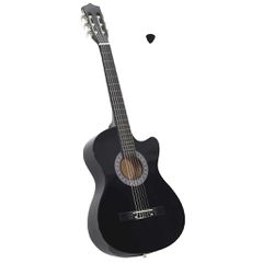 vidaXL Κιθάρα Western Classical Cutaway με 6 Χορδές Μαύρη 38"