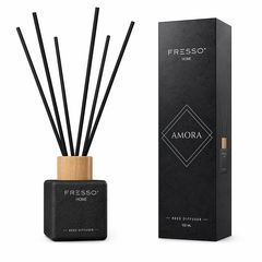 Κωδ.383519 Fresso - Αρωματικό Χώρου με Στικ Amora 100 ml Premium Home Reed Diffuser με FlowScent, Μαύρο Γυάλινο τηλ.215-215-8211