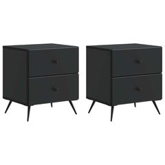 Κομοδίνο 2 τμχ. Μαύρο 43 x 34,5 x 47,5 εκ Επεξεργασμένο Ξύλο 895448