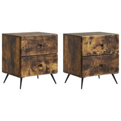 Κομοδίνο 2 τμχ. Καπνισμένο Ξύλο Δρυός 43 x 34,5 x 47,5 εκ 895456