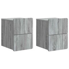 Τοίχου Κρεμαστό Κομοδίνο 2 τεμ. Γκρι Sonoma 33 x 34,5 x 43 εκ. 898308