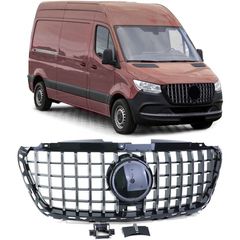 ΜΑΣΚΑ ΕΜΠΡΟΣ Sport grille black gloss chrome for Mercedes Sprinter W907 910 2018+